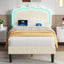 VECELO Upholstered Twin Bed Frame with Adjustable LED Lights