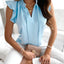 Blusa de Pullover con Volantes para Mujeres con Cuello de Lazo