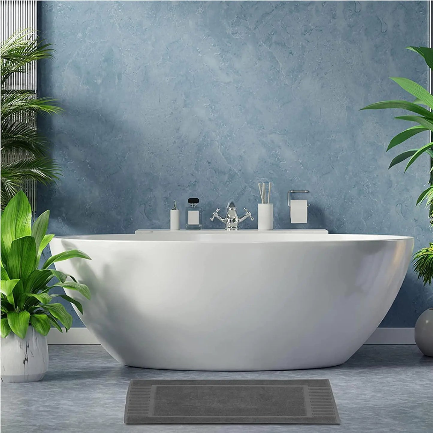 Juego de Alfombrillas de Baño de Lujo en Gris Oscuro - 2 Piezas, 22 x 34 in