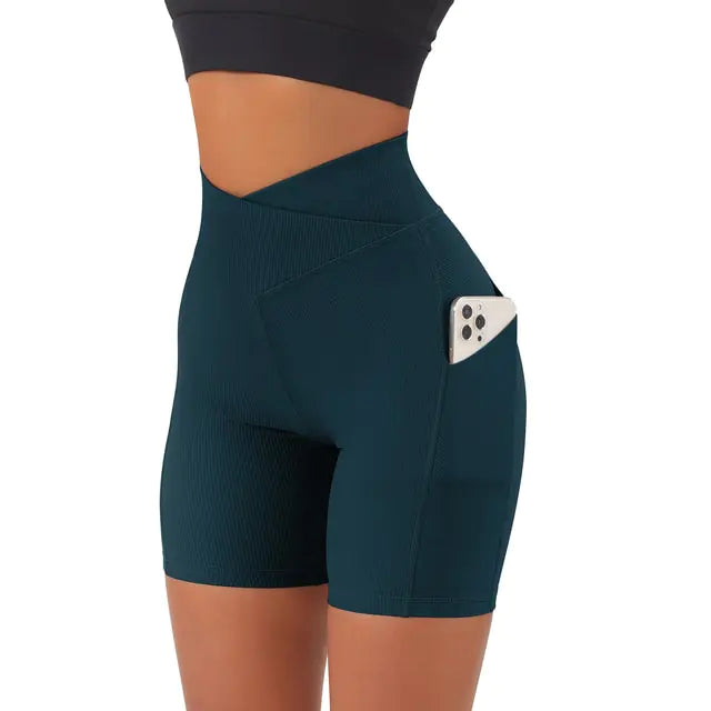 Shorts de Yoga Sin Costuras de Cintura Alta para Mujeres
