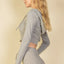 Ribbed Crop Zip Hoodie