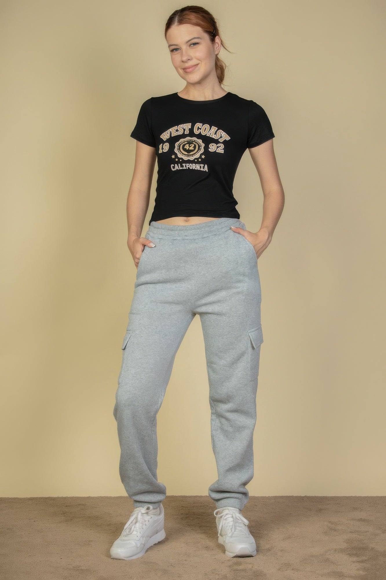 Pantalons de survêtement à taille élastique et poches latérales