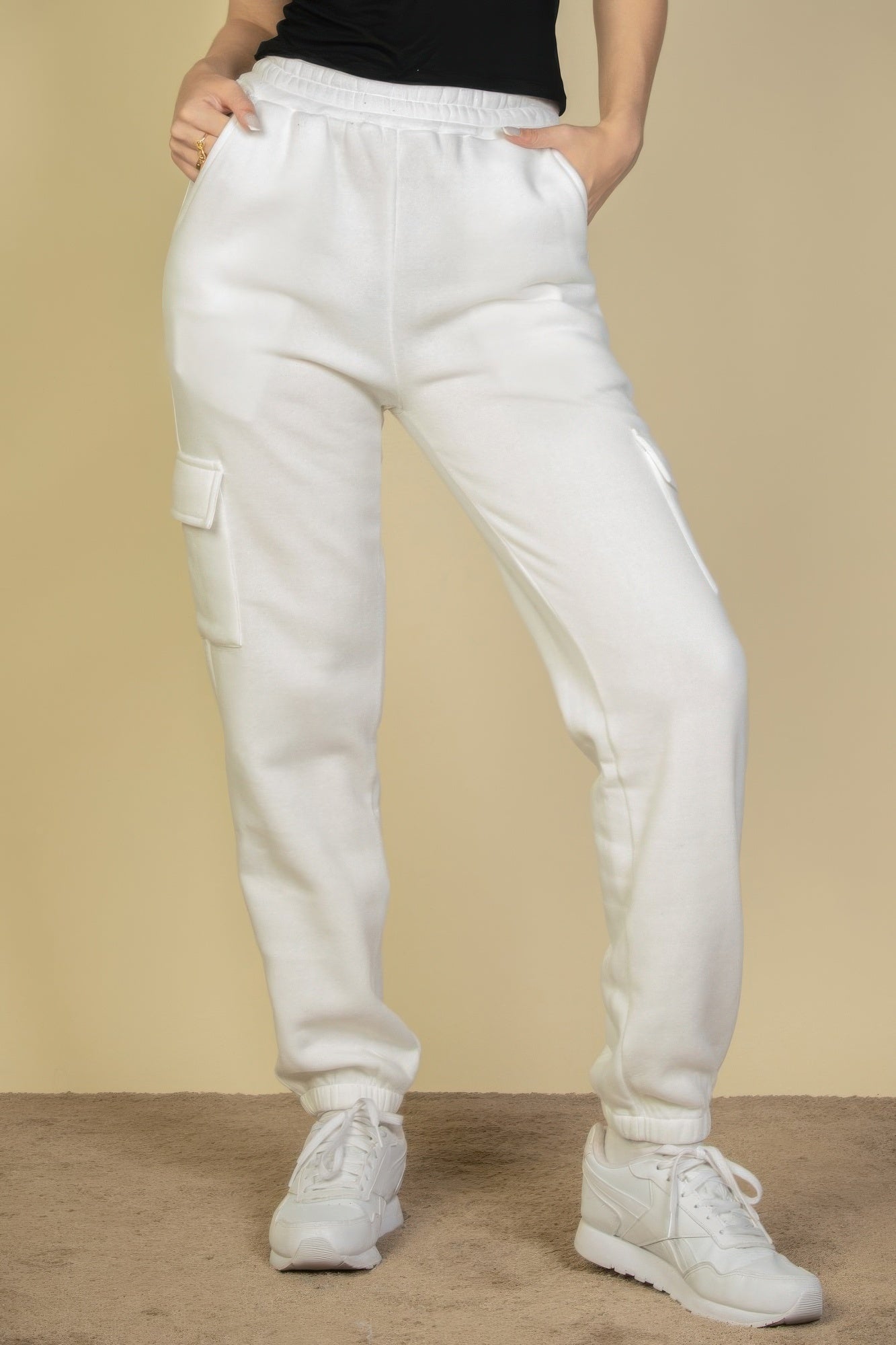 Pantalons de survêtement à taille élastique et poches latérales