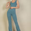 Solid Flare Leg Sports Jumpsuit