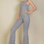 Solid Flare Leg Sports Jumpsuit