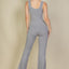 Solid Flare Leg Sports Jumpsuit