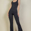 Solid Flare Leg Sports Jumpsuit