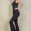 Solid Flare Leg Sports Jumpsuit