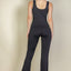 Solid Flare Leg Sports Jumpsuit