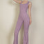 Solid Flare Leg Sports Jumpsuit