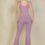 Solid Flare Leg Sports Jumpsuit