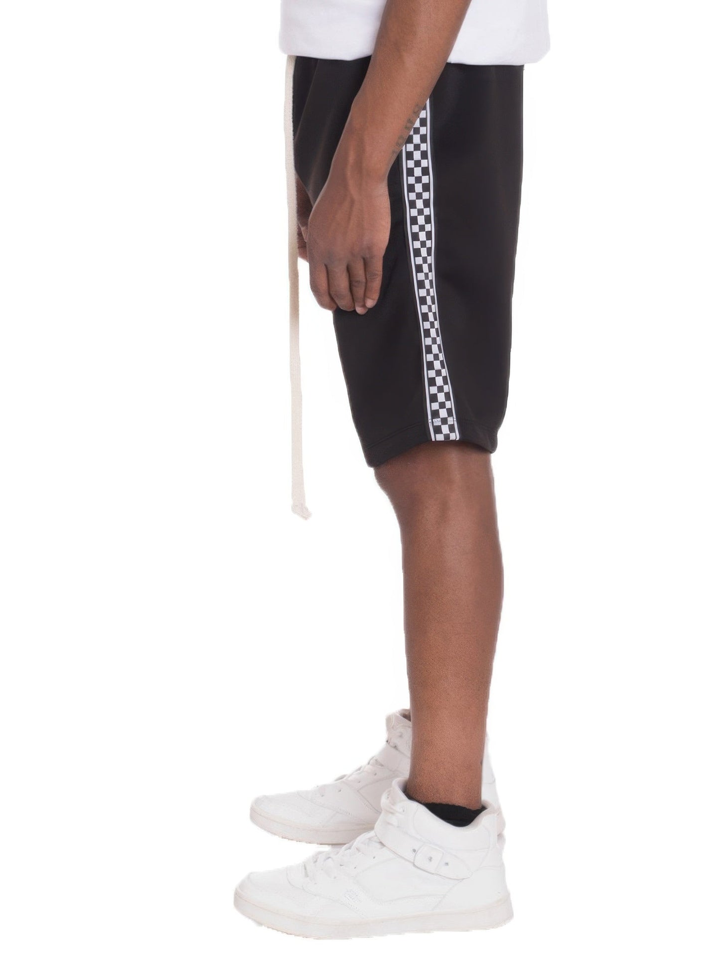 Shorts de sport à rayures à carreaux pour hommes