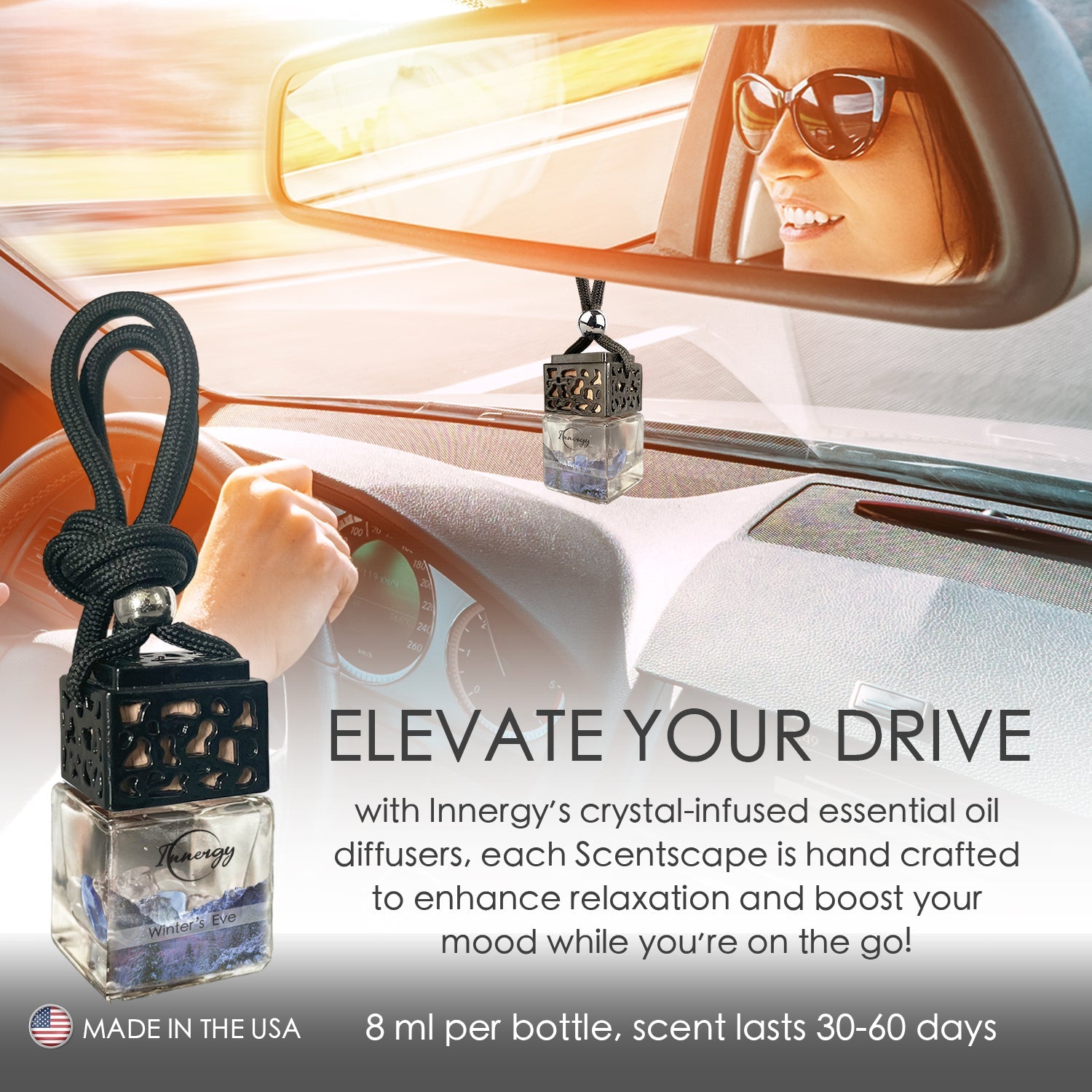 Exclusive Winter's Eve Crystal-Infused Car Diffuser - 8ml - Korvel