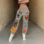 Cartoon Printed High-Waisted Sweat Pants