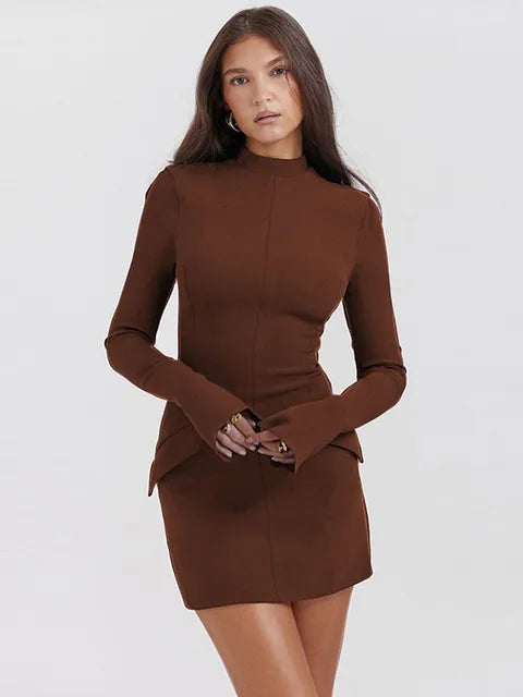 Robe Mini Bleu Foncé Taille Haute Élégante