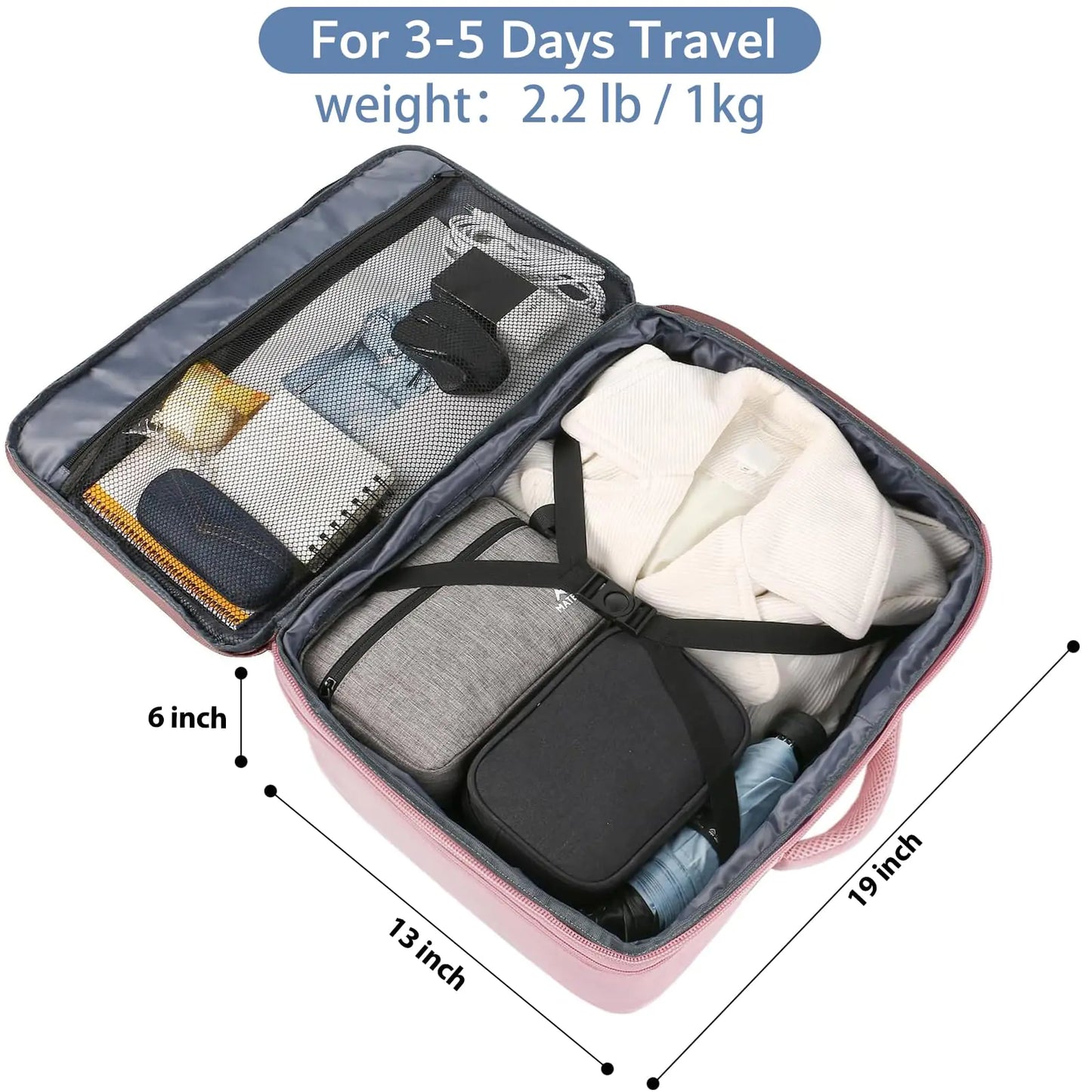 MATEIN Mochila de Viaje Rosa para Mujeres - Aprobada por Aerolíneas y Expandible