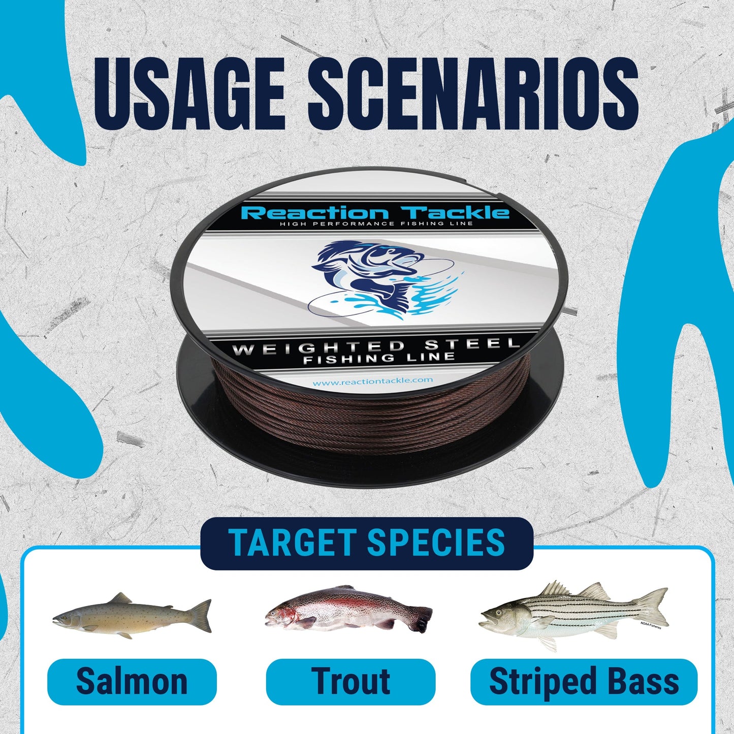 Línea de pesca con peso de acero inoxidable Reaction Tackle de 45 lb - Alambre de pesca con peso premium - Nuevo 