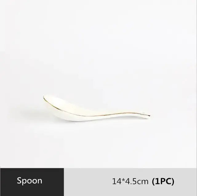 Ensemble de Plateaux à Dîner en Porcelaine Blanche à Bord Doré Mat