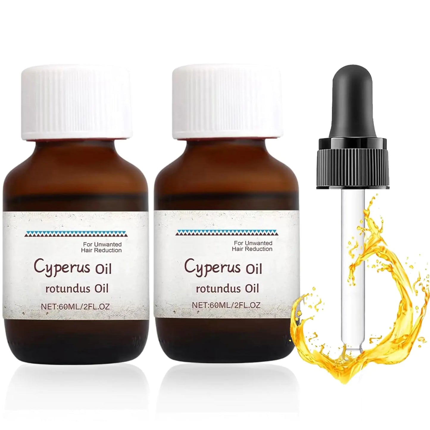 enttgo 2PCS Huile de Cyperus pour l'Épilation - Formule Naturelle avec Pipette