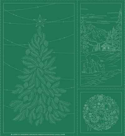 Wagara Sashiko Panel Season's Greeting Part 2 - Green