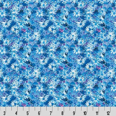 Wanderlust Daisies Quilting Cuddle Blue Fabric per Yard