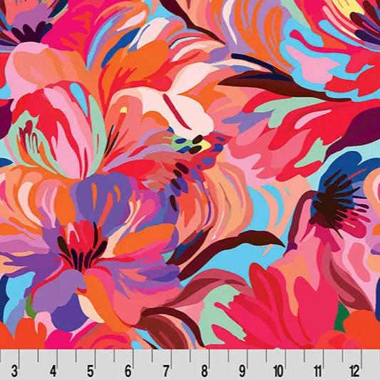 Tela de Cuddle Rosa con Flores Wanderlust por Yarda