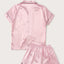 Ensemble de Pyjama en Satin de Soie Rayé Élégant pour Femmes