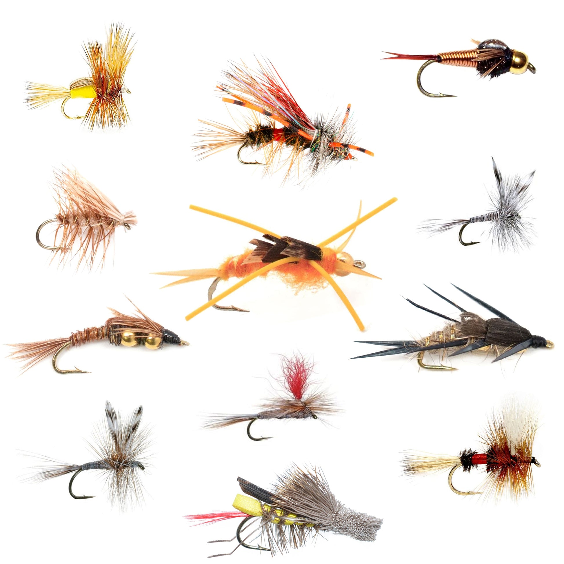 Premium Trout Fly Collection - 12 Essential Dry and Nymph Patterns for Western Fishing Adventures - Korvel