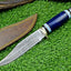 Boulder Colorado Adventure Knife – 11" Handmade Damascus Blade with Epoxy Resin Handle & Leather Sheath - Korvel
