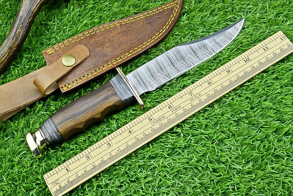 Premium Boulder Colorado Bowie Knife – 13” Damascus Steel Blade with Elegant Rosewood Handle & Leather Sheath - Korvel