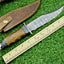 Adventure-Ready Western Boulder Knife – 11" Handmade Damascus Blade with Olive Wood Handle & Leather Sheath - Korvel