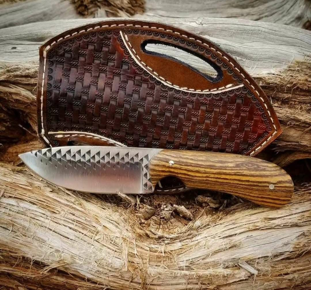 Premium 8" Western Knife with Rosewood Handle & Leather Sheath