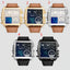 Montre de luxe sportive carrée en cuir
