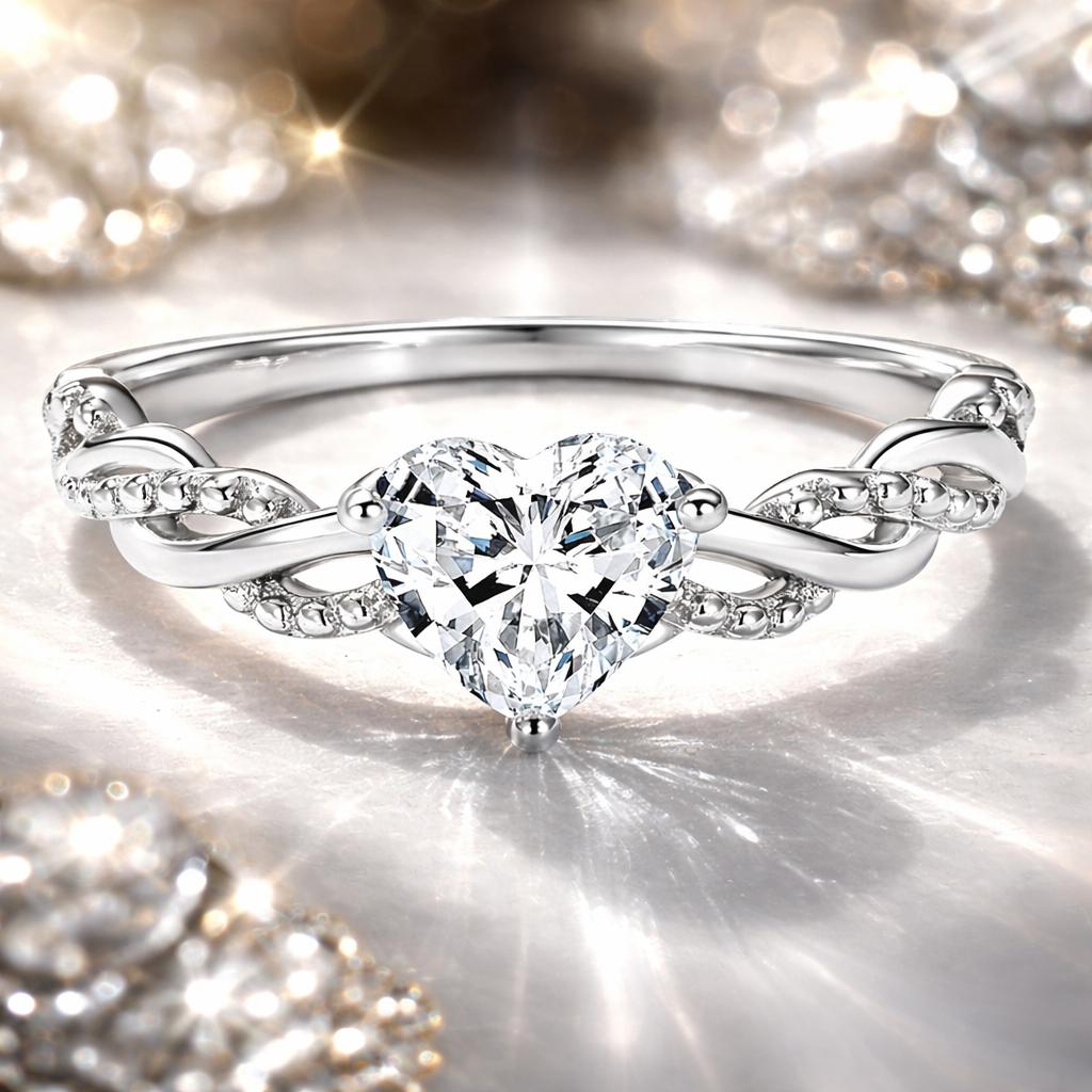 Anillo de Amor de Plata Esterlina 925 con CZ - Talla 6.0