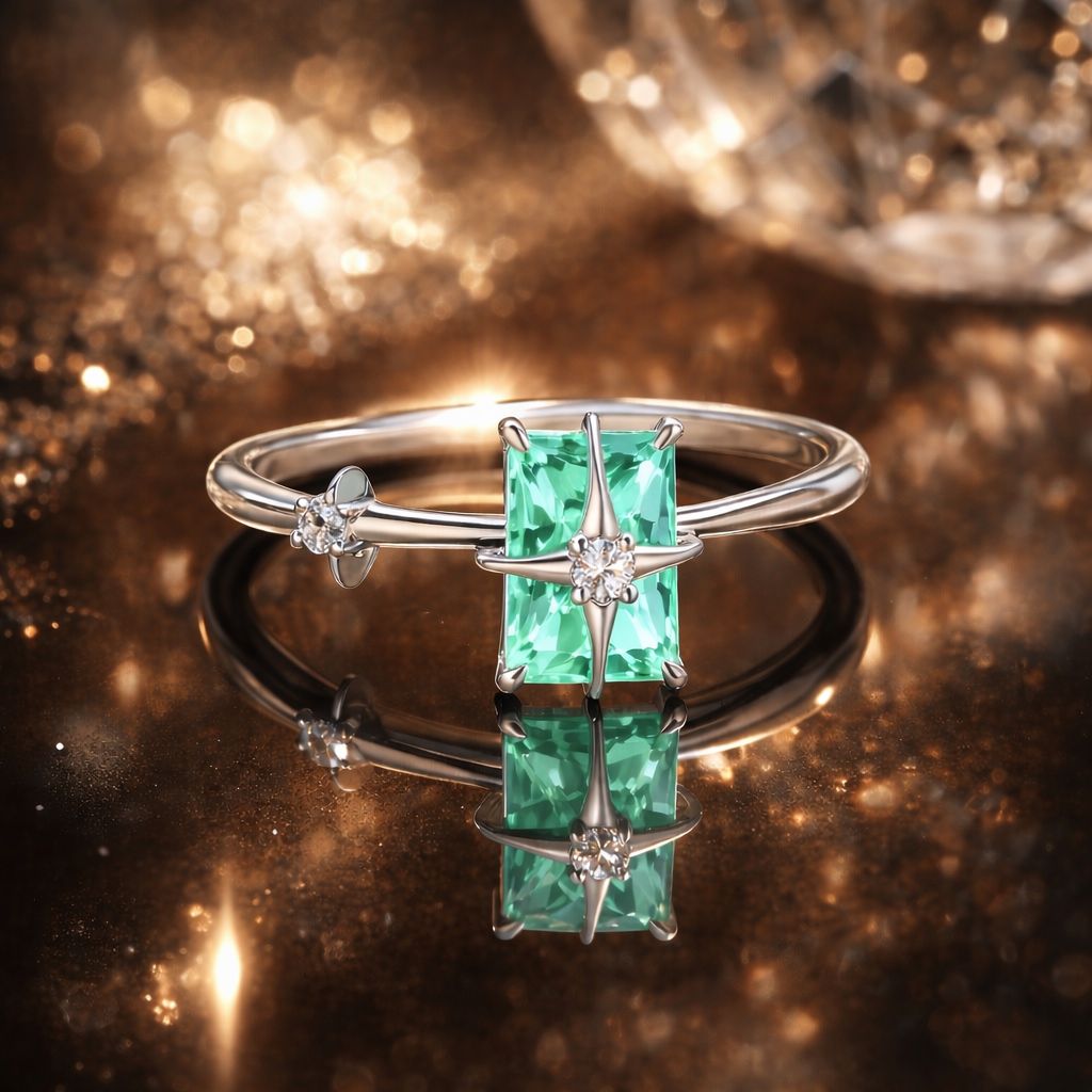 Bague de fiançailles élégante en argent sterling 925 avec CZ et verre pour femmes