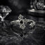 Bague en argent sterling 925 avec pavé en CZ et finition argent oxydé