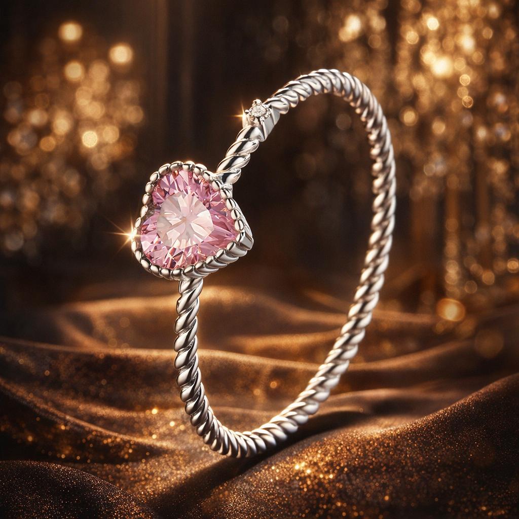Anillo de CZ de platino chapado en plata esterlina 925 elegante para mujeres - Talla 9.0