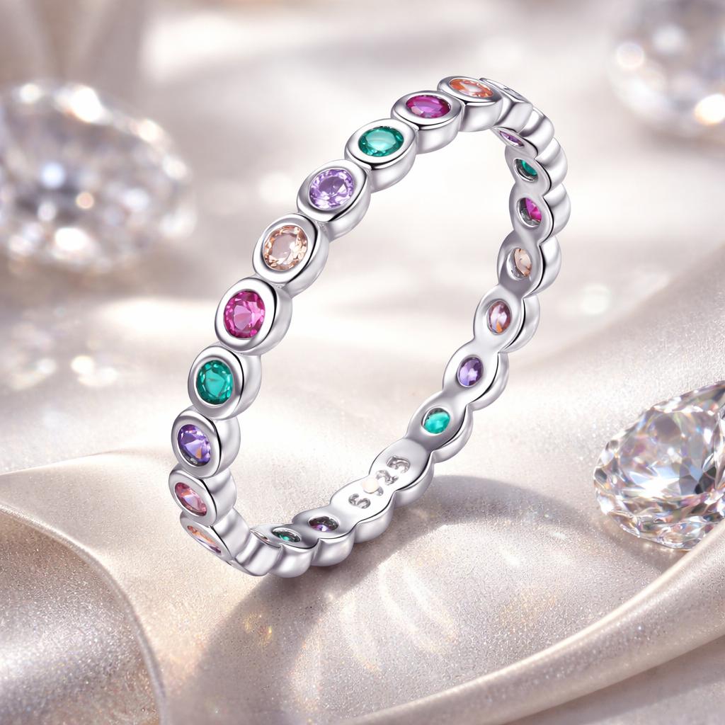 Bague en argent sterling 925 avec pavé CZ pour femmes - Taille 6.0