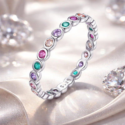 Anillo de CZ con engaste Pavé de plata esterlina 925 para mujeres - Talla 6.0