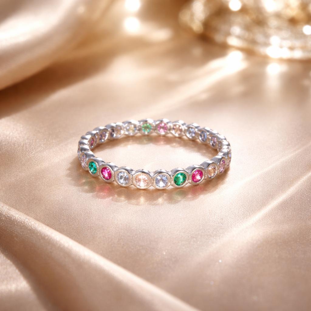 Bague en argent sterling 925 avec pavé CZ pour femmes - Taille 6.0