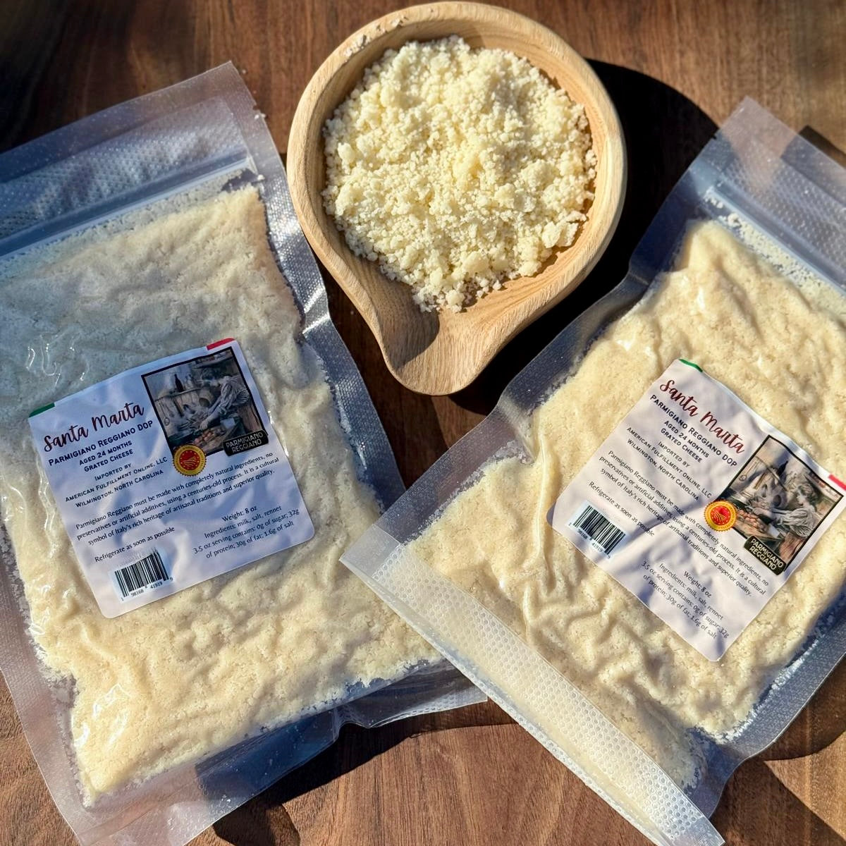 Grated Parmigiano Reggiano - Two 8oz Packs (24 Months Aged)
