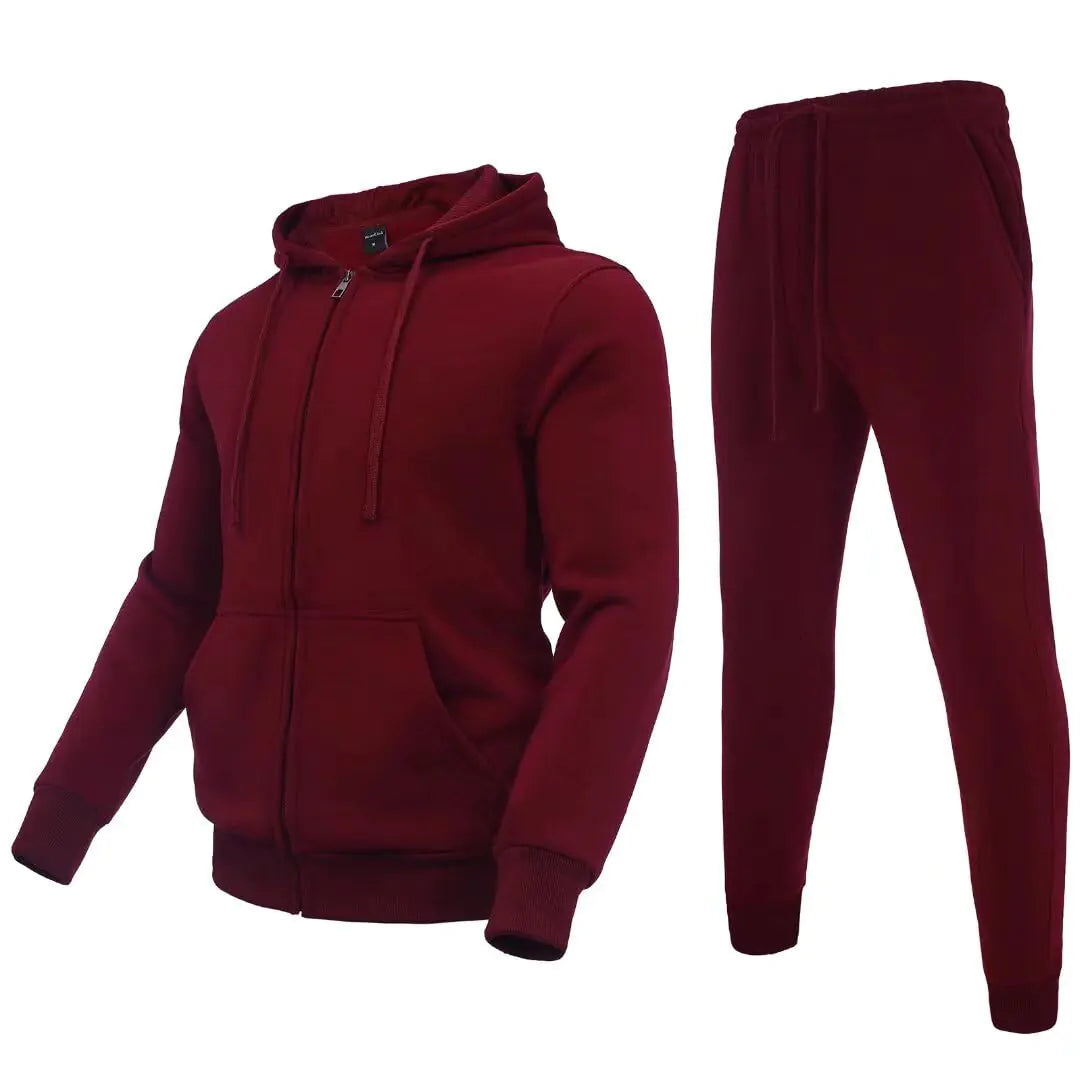 Ensemble de survêtement décontracté pour hommes Zusmen - Bourgogne 5XL