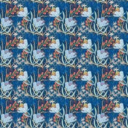 Tela de Algodón Floral Azul Fantasía - 44"/45" por Yarda