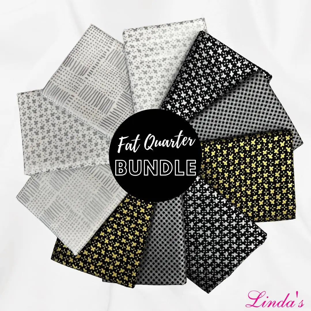 Conjunto de 10 Fat Quarters Metálicos Whispers