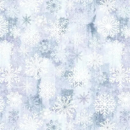 White Enchanted Snowflake Toss Dot Cotton Wideback Fabric