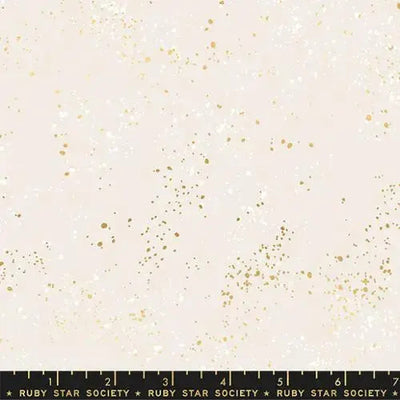Tissu en coton large avec éclats métalliques or blanc