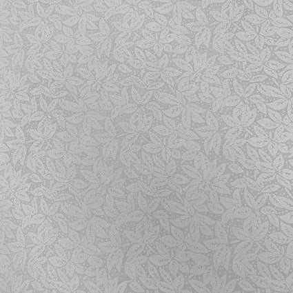 Tela de Algodón Ancha con Diseño de Hojas Blancas Tonal sobre Tonal