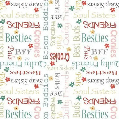 Tissu en coton large White Life is Better With Friends par yard