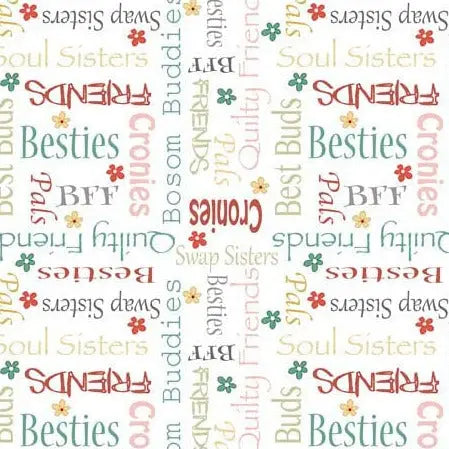 Tissu en coton large White Life is Better With Friends par yard