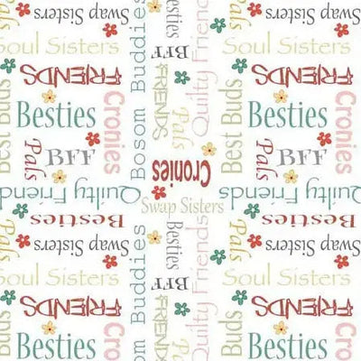 Tissu en coton White Life is Better With Friends - 44"-45" par yard